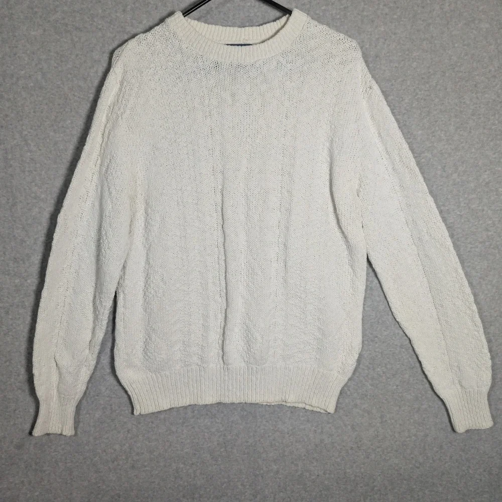 Woolrich Vintage Cotton Knit Sweater Mens Medium Made in USA Preppy Nautical